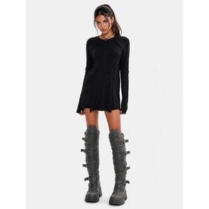 NWOT Demobaza Dress Tumbholes Black Long Sleeve Cyberpunk Avant Garde L New